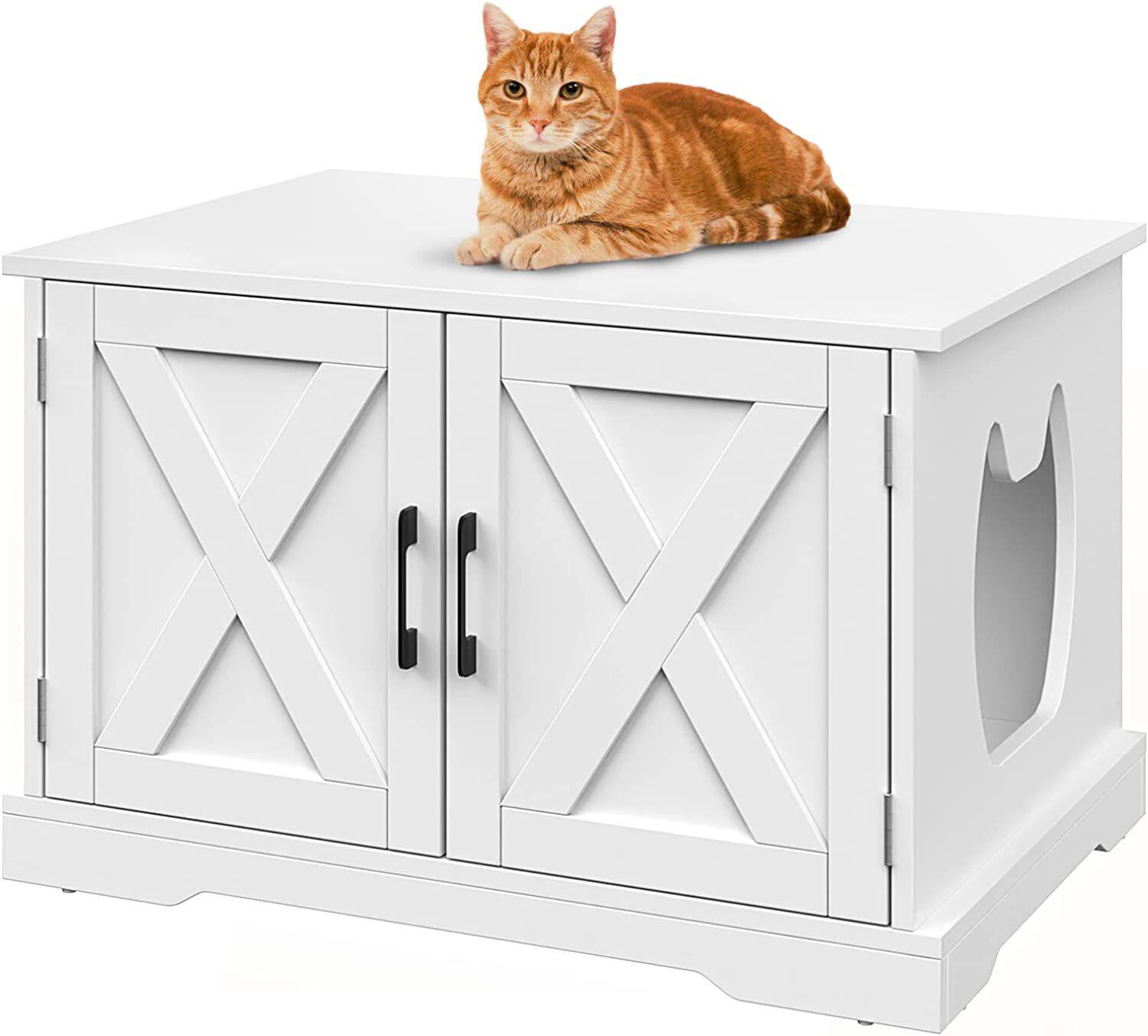 纯板式白色猫砂柜室内家具猫家具室内猫舍可移动的分隔板猫窝