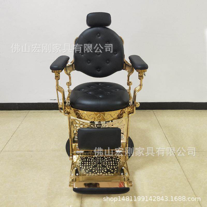 油头美发椅子欧式复古理发椅男士剪发椅理容椅高端理发店椅可放倒