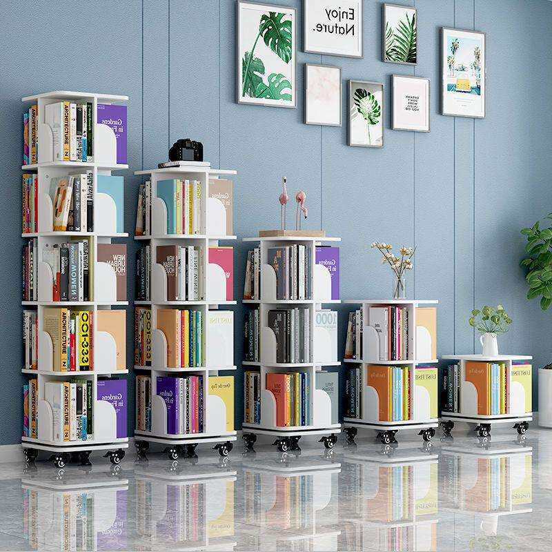 落地旋转书架儿童移动书柜学生书架迷你型书柜置物架经济大容量