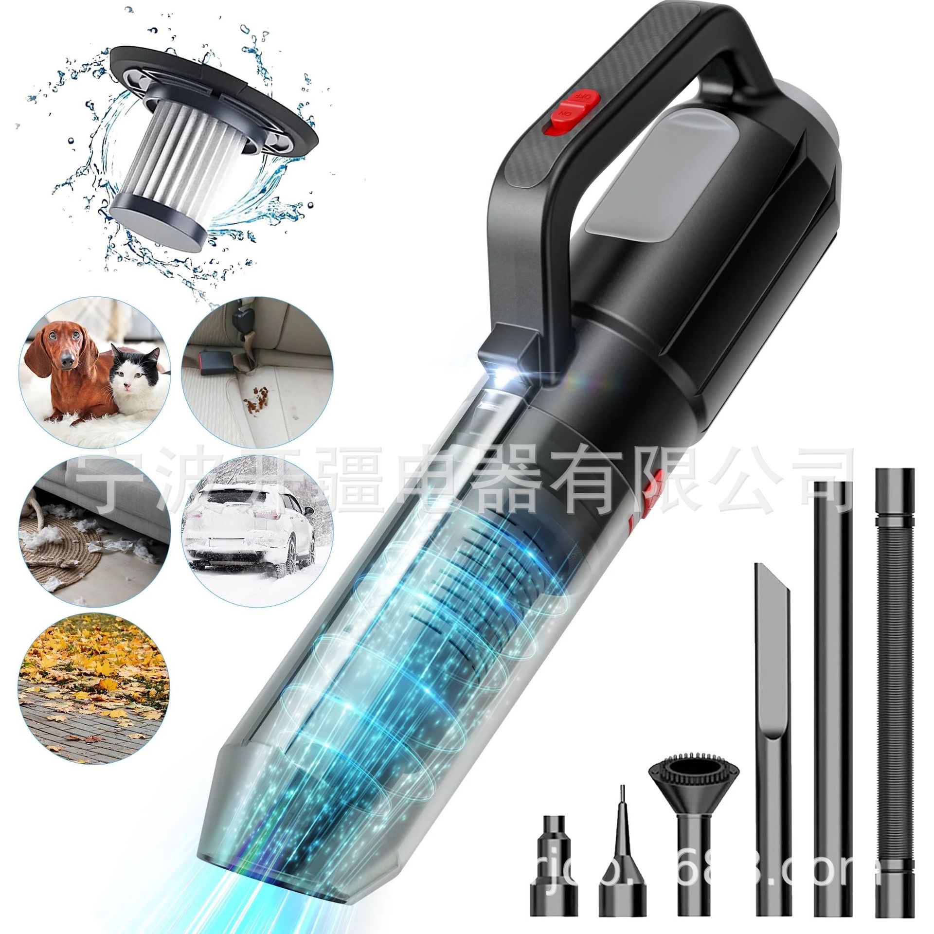 无线手持吸尘器12.6V便携车载吸尘器,可充电3合1无线吸尘器吸吹