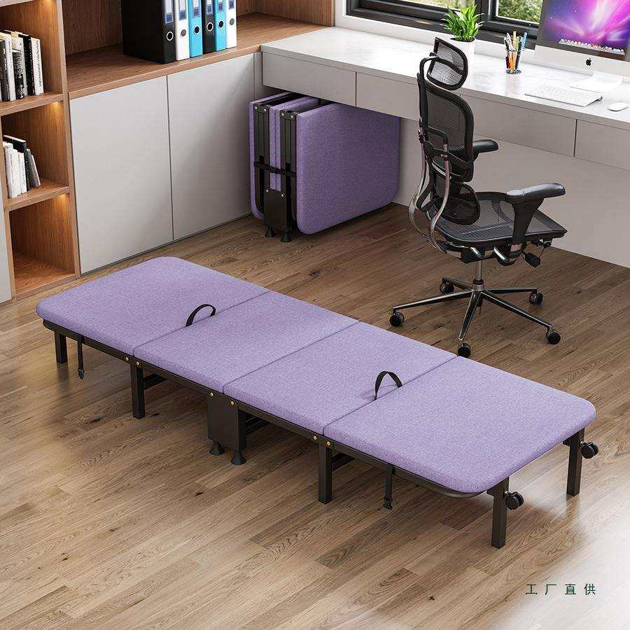 折叠床单人办公午睡便携四折床午休床家用成人简易海绵木板床陪护