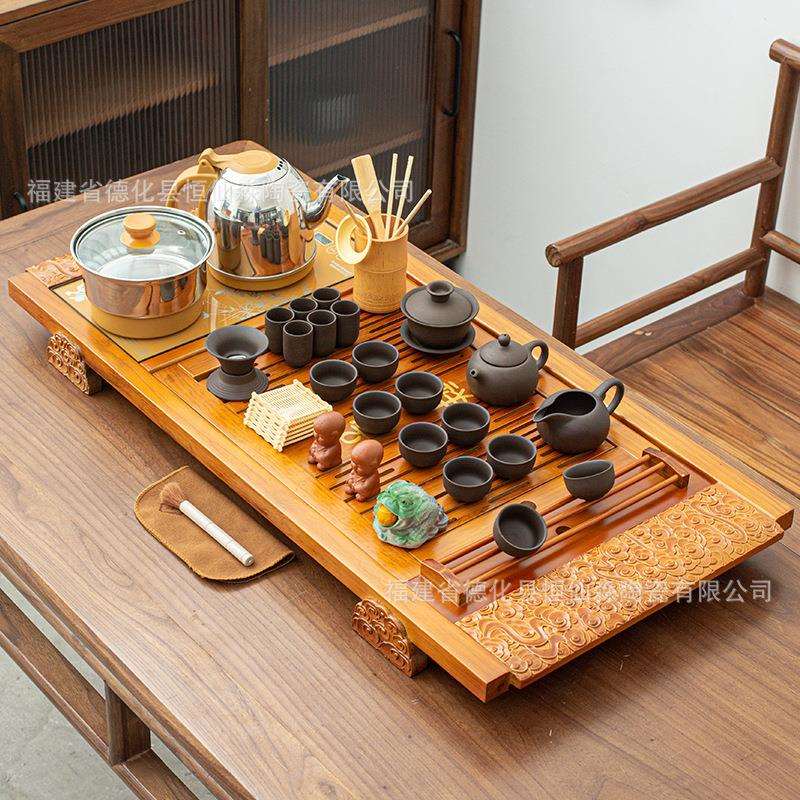 全自动底部上水烧水壶嵌入式茶具套装一体茶台海陶瓷功夫整套茶盘
