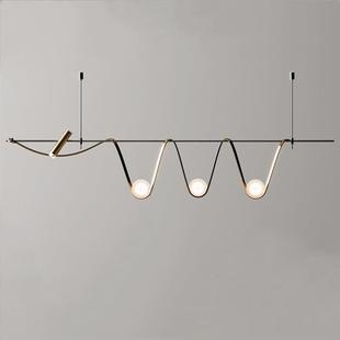 新款设计师led艺术餐厅灯现简约客厅展厅长条吧台样板房异型吊灯