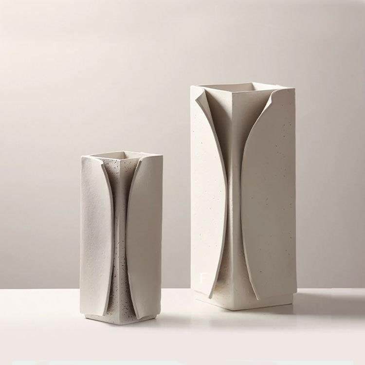 现代艺术轻奢创意开片几何花器样板间售楼处家居书房玄关装饰摆件