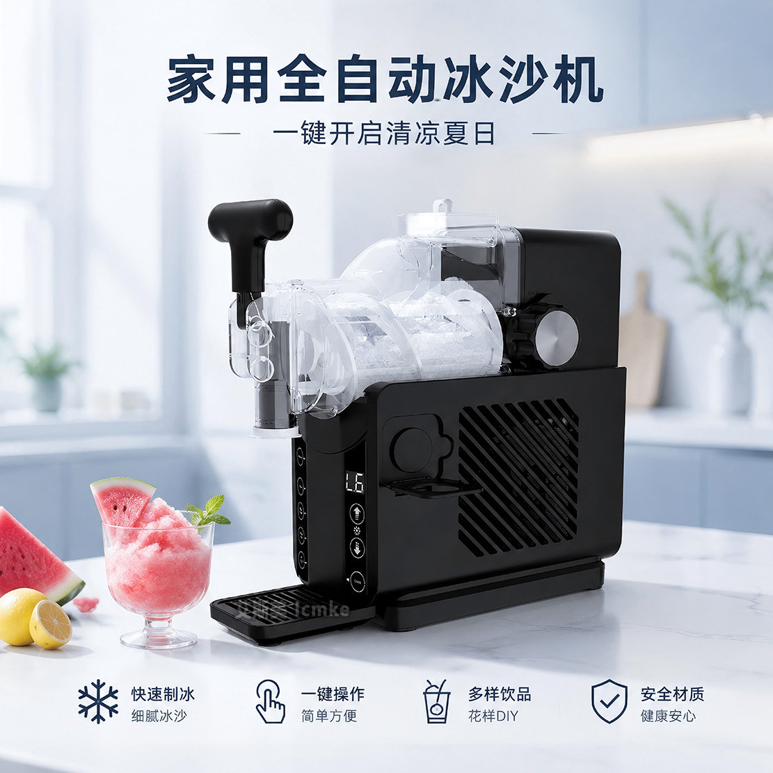 110V全自动雪融机雪绒全自动冰沙机商用家用摆摊果汁饮料机雪泥机