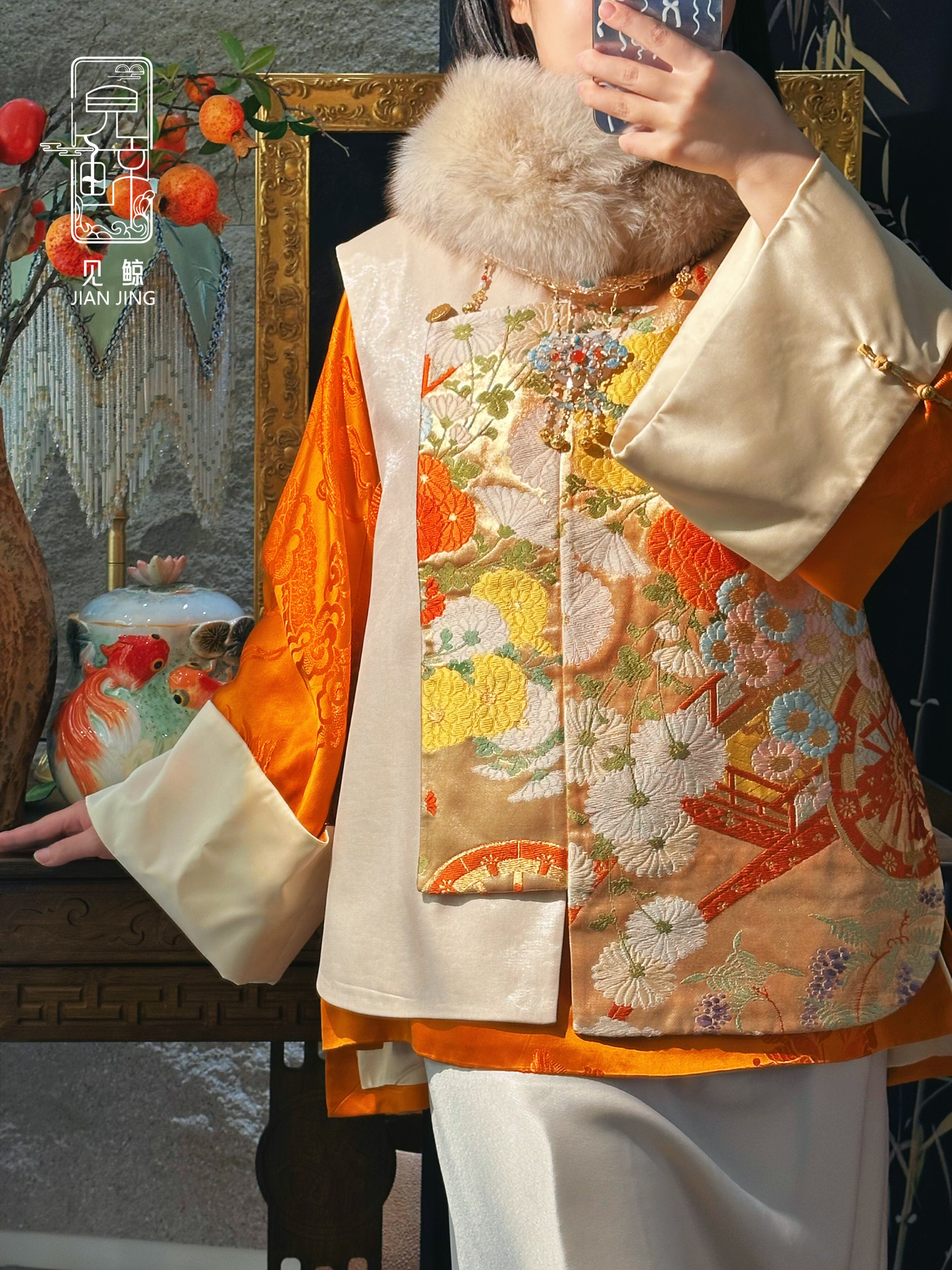 熙煦｜西阵织马甲X真丝老缎立领大袖上衣外套