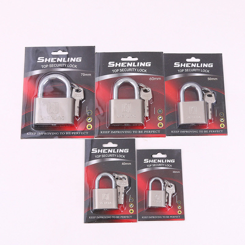 浦江神灵大圆角叶片挂锁防盗防橇仿不锈钢通开锁小锁头锁子宿舍用