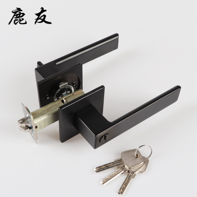 鹿友金色门锁卧室房门锁球形锁磁吸静音实木门锁把手三杆式执手锁