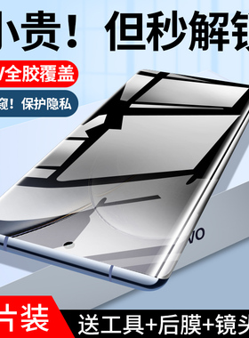 适用vivox100钢化膜X100pro防窥手机膜x100pro+曲面全屏覆盖防蓝光UV玻璃抗摔保护贴膜viv0高清包边镜头X一百