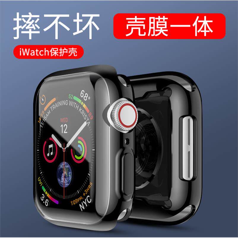 适用applewatch6保护壳膜苹果手表iwatch4代5/3/2/1软硅胶套SE代全包serie4表壳44/42/40/38mm电镀边框防摔套