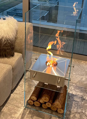 高端定制落地酒精壁炉耐高温玻璃立柱壁炉活动式可移动迷你小壁炉