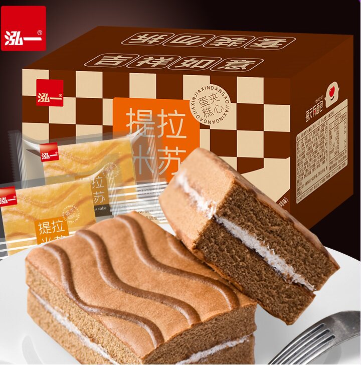 弘一 提拉米苏蛋糕夹心面包早餐宵夜学生零食品充饥小吃 泓一整箱