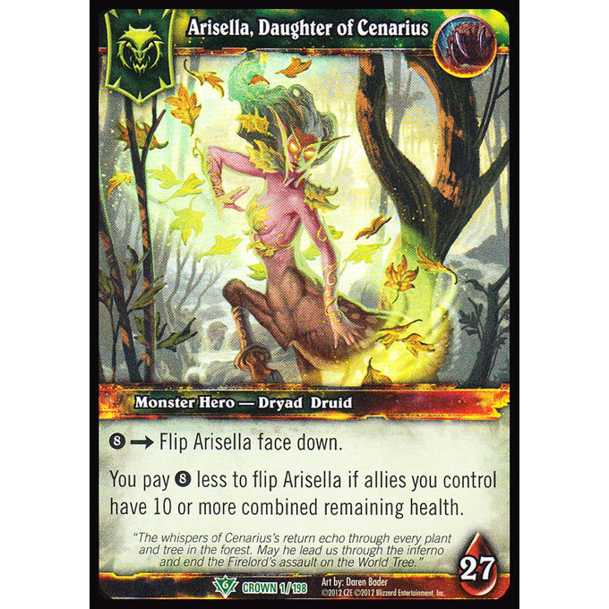 魔兽卡牌17版-CROWN 001 英雄 英文闪卡 Daughter of Cenarius