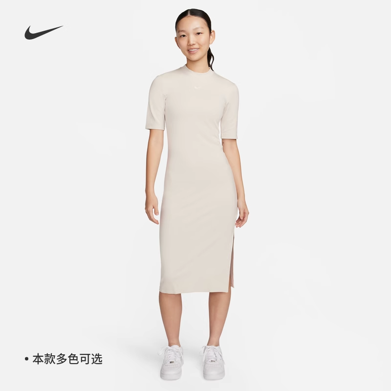 耐克运动休闲透气短袖开衩连衣裙