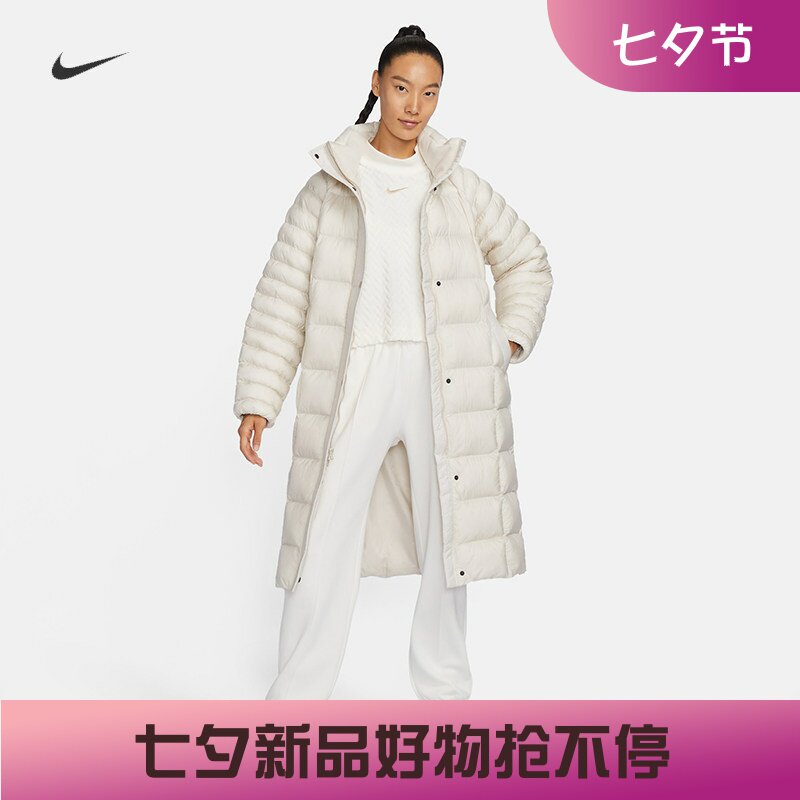 耐克女子宽松休闲长款棉服外套