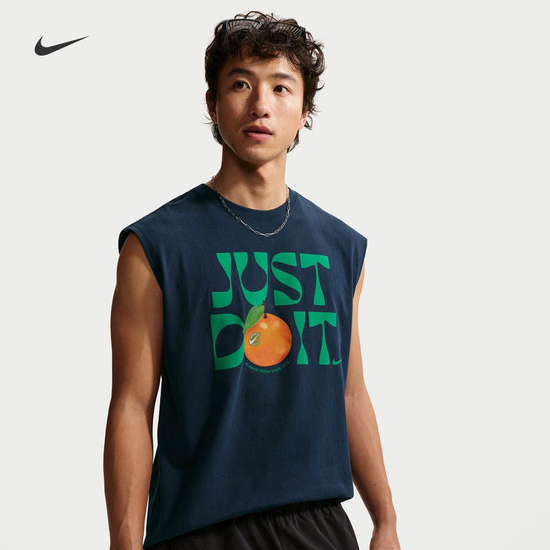 耐克/NIKE男子运动宽松休闲纯棉印花圆领篮球背心IR4969-451-502