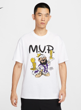 耐克/NIKE男子运动休闲纯棉詹姆斯印花园区冠军短袖T恤IH8547-100
