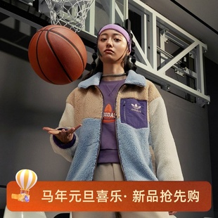 阿迪达斯三叶草女子运动休闲仿羊羔绒保暖夹克外套IN0987 IN0988