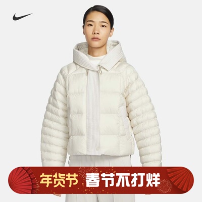 耐克女子宽松休闲保暖连帽棉服