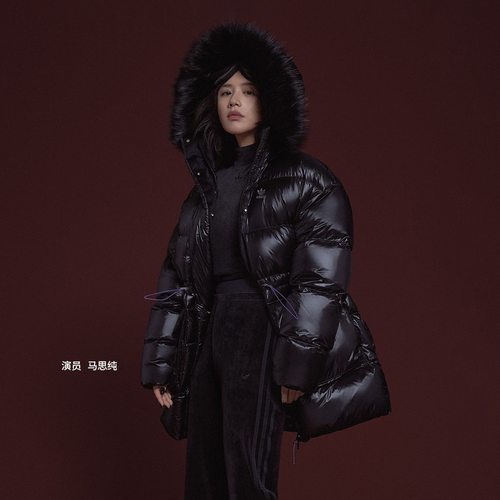 阿迪达斯女子防风毛领羽绒服外套