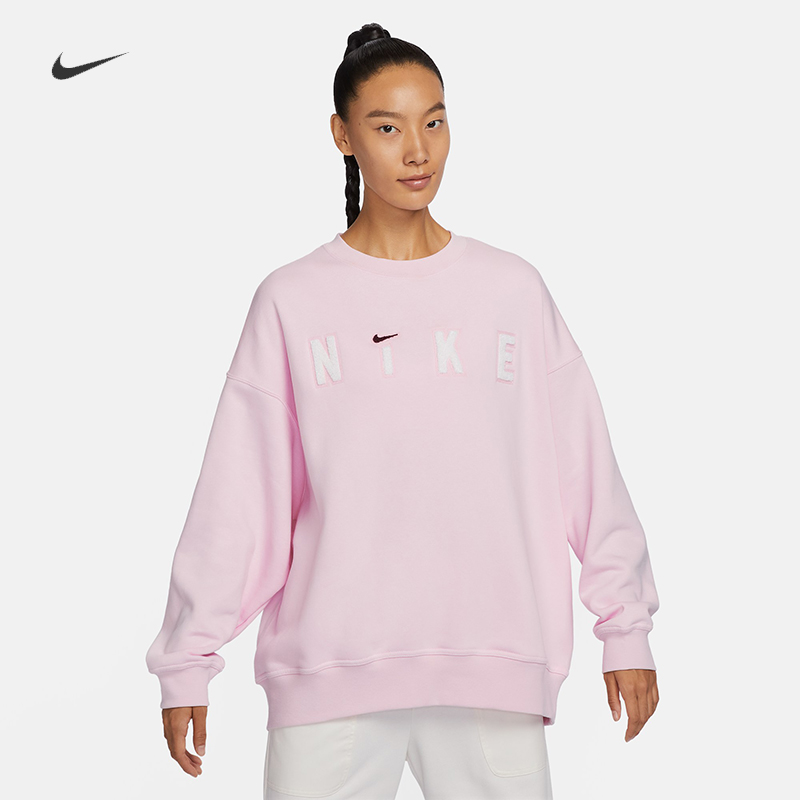 耐克女子宽松休闲加绒印花卫衣