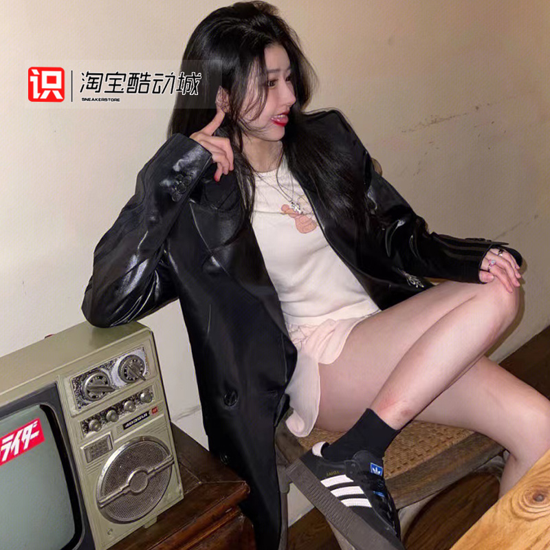 Adidas男子防风皮衣西装夹克外套