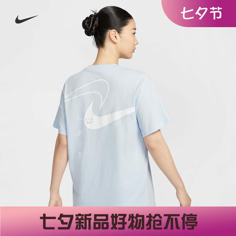 耐克女子纯棉印花大勾子短袖T恤