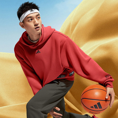 Adidas男子简约小LOGO连帽卫衣