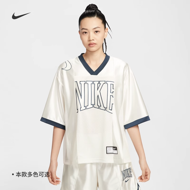 耐克女子宽松球衣风印花短袖T恤