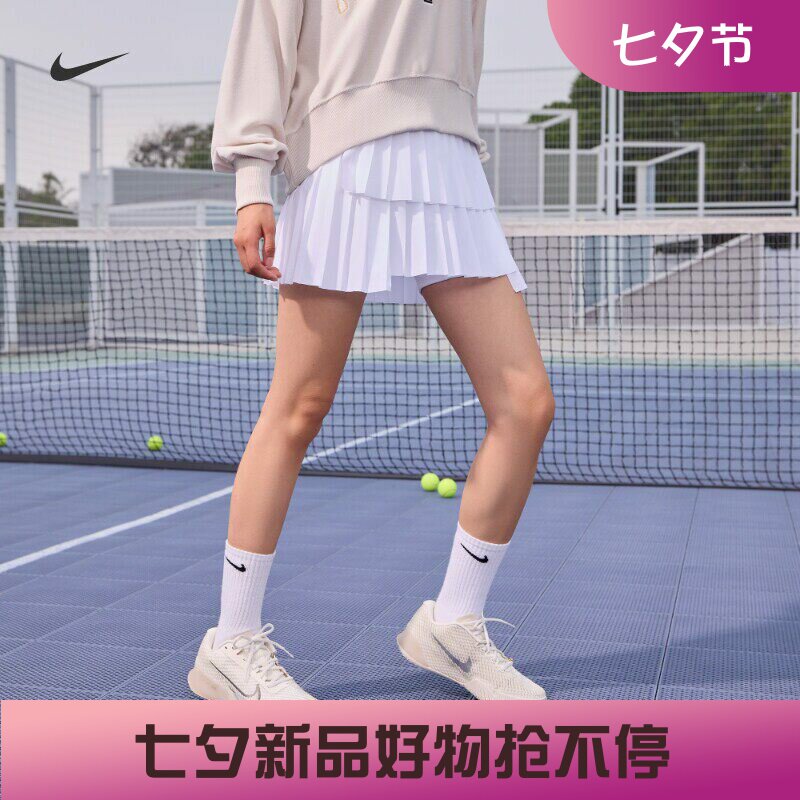 耐克/NIKE女子运动休闲褶裥三层蛋糕裙速干网球裙CV4679-010-100