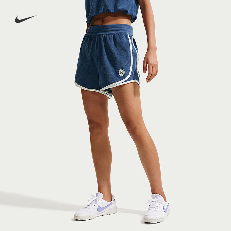 耐克/NIKE女子休闲舒适毛巾布中腰刺绣运动短裤IF0572-133-461