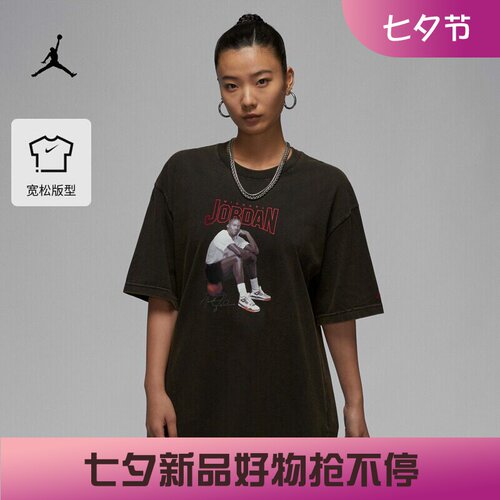 耐克女子宽松休闲印花短袖T恤
