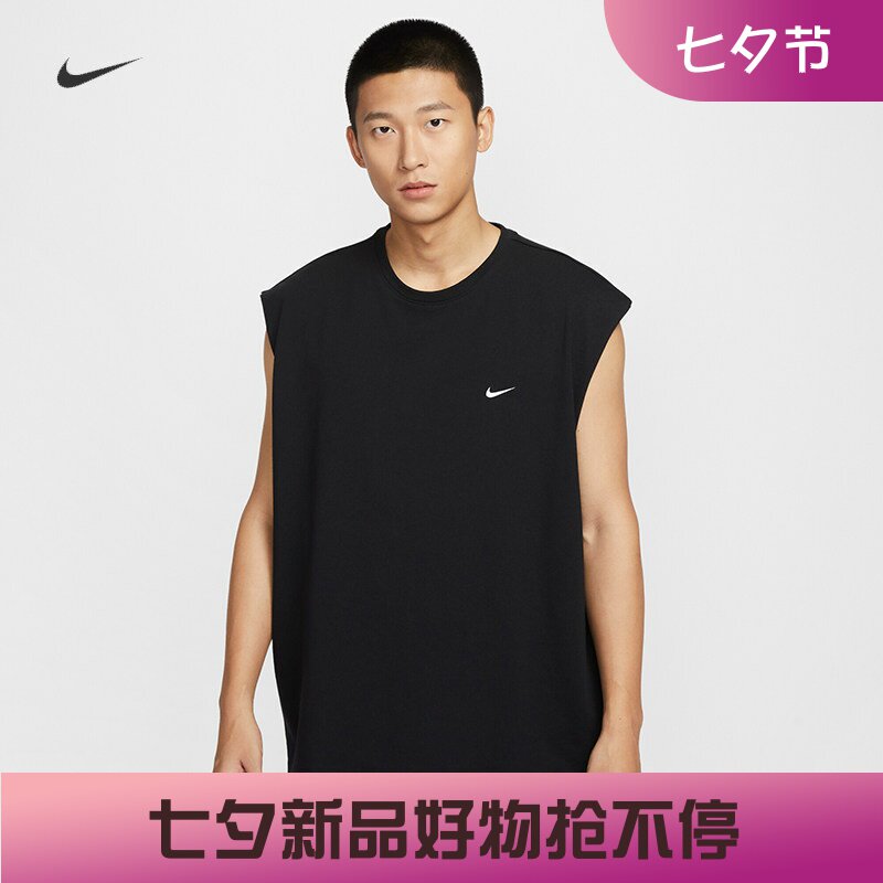 耐克/NIKE男子运动宽松休闲纯棉新款圆领无袖背心II1856-010-133