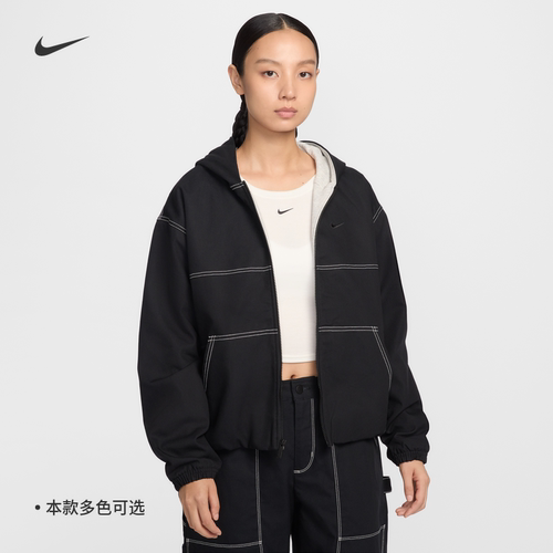 耐克/NIKE女子运动宽松休闲机能风连帽夹克外套IF0337-010-103
