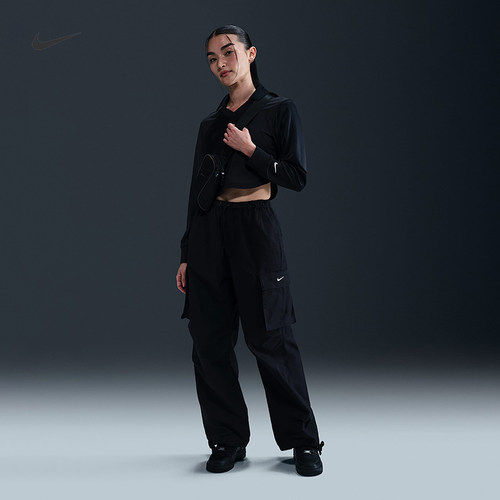 耐克/NIKE女子运动宽松休闲大口袋梭织工装长裤IB1059-010-214