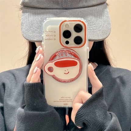 韩风ins创意咖啡磁吸支架适用A5/OPPO Reno15/14/13/12F手机壳Find X9/X8ultra女A72新款A6pro/X7防摔A3X/A58