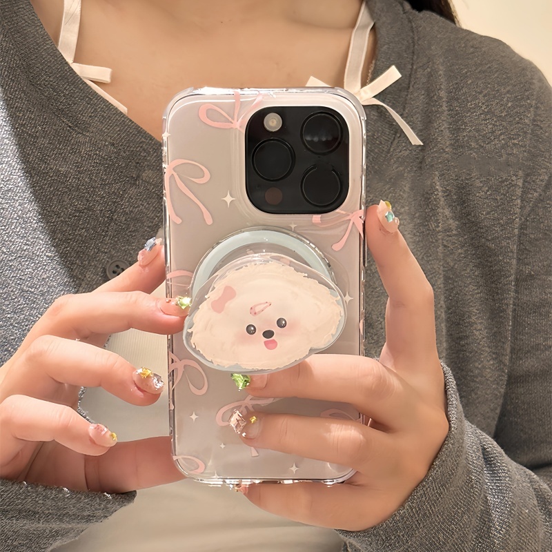 蝴蝶结小狗磁吸支架适用小米17/14/15手机壳K30/k70红米K50/K60/K80至尊Note15女款13/11可爱Turbo4/civi5PRO