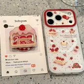 A96 Reno15 ins风草莓慕斯蛋糕磁吸支架适用OPPO X6新款 13pro手机壳findx9女X7ultra A58 A3X防摔X8S