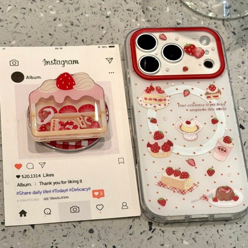 ins风草莓慕斯蛋糕磁吸支架适用vivo X300/S50/X90手机壳S20/19/Y500Pro可爱200promini/V60女Y78+Y36防摔X80