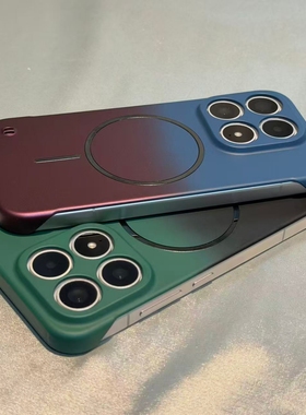 渐变蓝色细圈磁吸充电无边框Find X9适用OPPO Reno15手机壳14PRO一加ACE6超薄硬壳潮防摔个性创意全包散热套