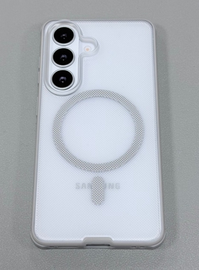 冷淡风透灰色波点浮雕强磁吸壳适用A56/A36三星Galaxy S26手机壳S24/S25Ultra四角气囊防摔S23磨砂男17亚克力