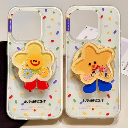 日韩红脚黄太阳花朵磁吸支架适用小米17/14/15手机壳k70情侣60PRO红米K90新款K80至尊Note15/13/12女civi5PRO