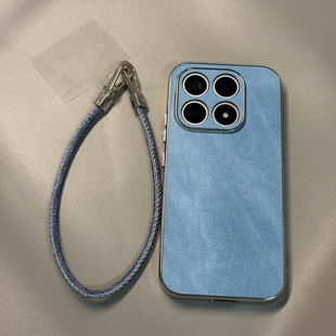 13T手机壳手链civi5磨砂全包K80红米NOTE14防指纹60至尊版 牛仔皮纹个性 天蓝色TURBO4适用K70小米17 12PRO