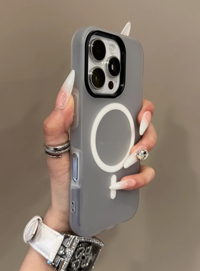 磁吸果冻二合一黑灰色适用小米15手机壳15pro雾面磨砂14磁吸充电14pro白色全包防摔夏日新款纯色不沾指纹男女