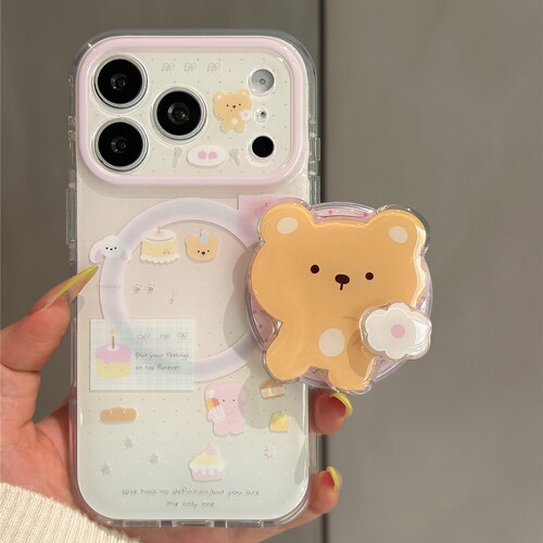 可爱卡通蛋糕小熊兔子磁吸支架适用realme NEO8/GT5Pro真我13手机壳GT2女款GT8防摔GT7Pro真我15PRO+14新款12