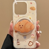 XSmax双层87PLUS防摔SE3 ins可爱甜品牛角包磁吸支架适用苹果17pro手机壳16E女13 Air 15PRO新款 12mini