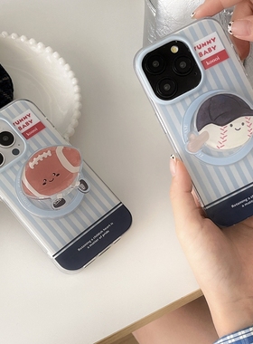 蓝色卡通棒球磁吸支架适用1加15/ACE5至尊13t手机壳一加12/1+9R/8T新款oneplusACE竞速ACE3pro情侣11/ACE2V/7