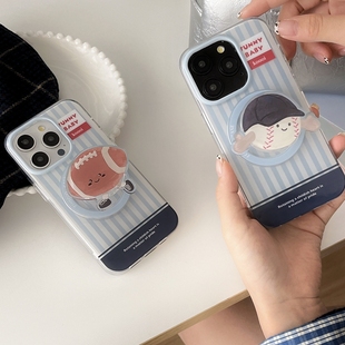 50SE手机壳X70硬X40 蓝色卡通棒球磁吸支架适用X9D荣耀400PRO 90GT 300 X30全包100情侣X60畅玩60plus magic6