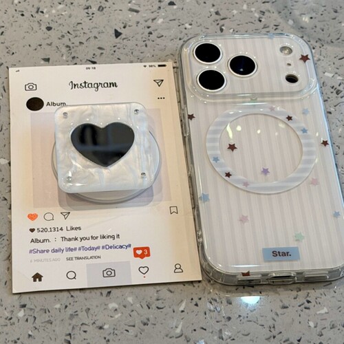 简约条纹五角星带镜面磁吸支架适用oppo realme NEO8/GT5真我13/GT2大师GT8pro手机壳neo6新品15PRO+14防摔12