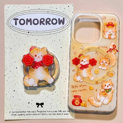 趣味可爱手绢橘猫旋转磁吸支架适用魅族22/20/meizu 21Pro手机壳note16创意9新款18S女16/17SPRO防摔套ucky08